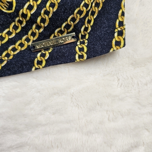 Michael Kors blouse flared sleeve 2X womens gold chain print short sleeve - Picture 4 of 8